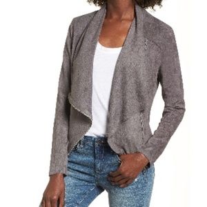 BLANKNYC Drape Front Faux Suede Jacket